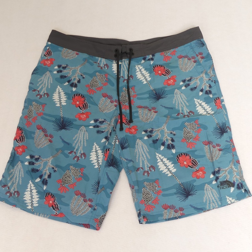 The North Face Board Shorts Swimwear Blue Coral Swimming Trunks Men's 38‎ Long